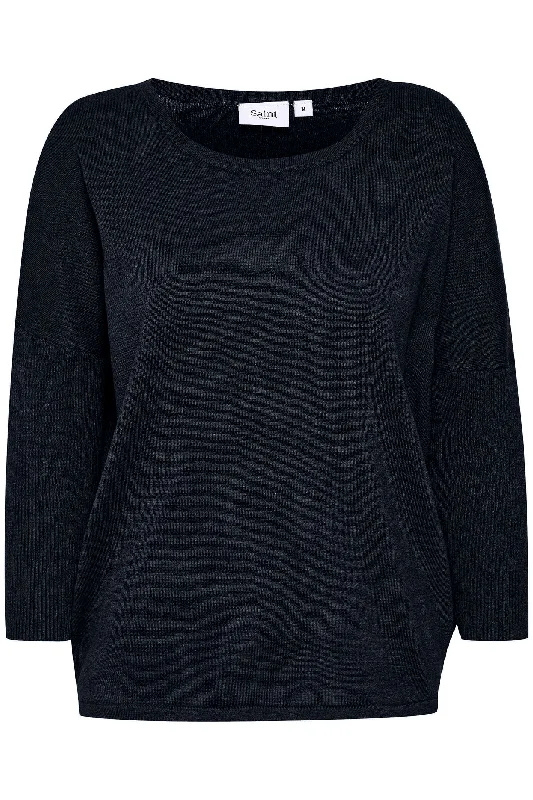 Saint Tropez 30500003 A2561 MilaSZ Round Neck Jumper Navy Night Sky Neon Metallic Matte