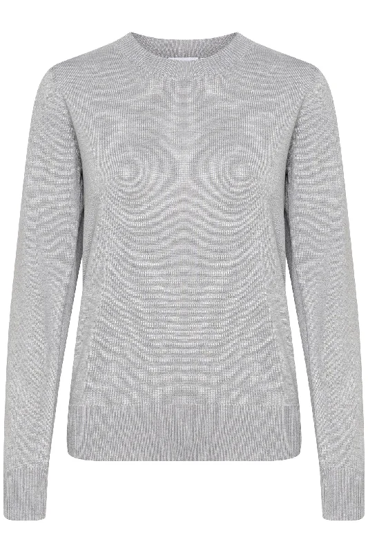 Saint Tropez 30511753 MilaSz Jumper Pearl Grey Melange Boxy Sweater Fitted Sweater A-Line