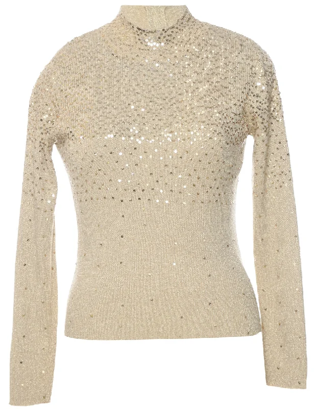 Sequined Jumper - L Zippered Buttoned Snapped