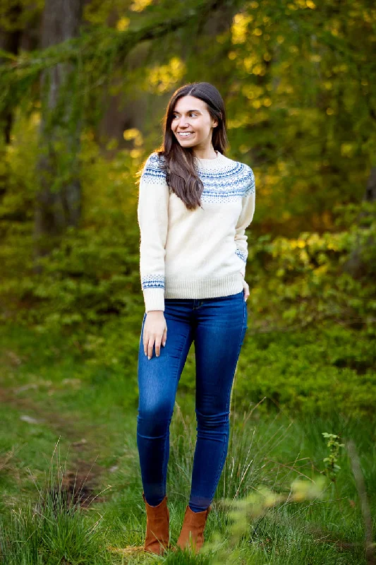 Womens Aviemore Yoke Fair Isle Jumper - cream Hooded Sweater Collared Sweater Shawl Collar