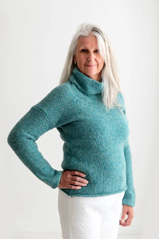 Womens Chunky Cowl neck jumper - light teal Casual Formal Business