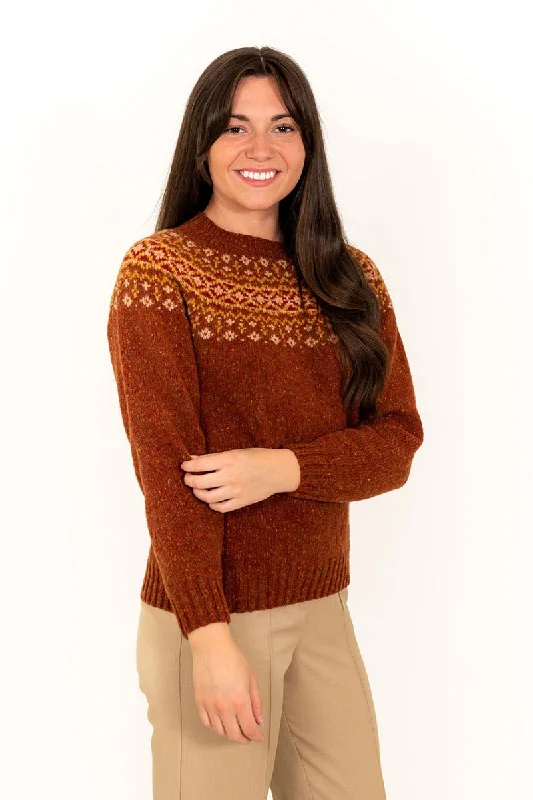 Womens Croft II Yoke Fair Isle Jumper - Rust Fleece Fabric Down Fabric Feather Fabric