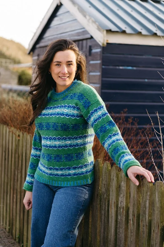 Womens Pitmedden fair isle jumper - Green Knit Fabric Woven Fabric Fleece Fabric