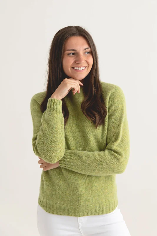 Womens Seamless Saddle Shoulder Shetland Jumper - Lime Terry Blend Velvet Blend Canvas Blend