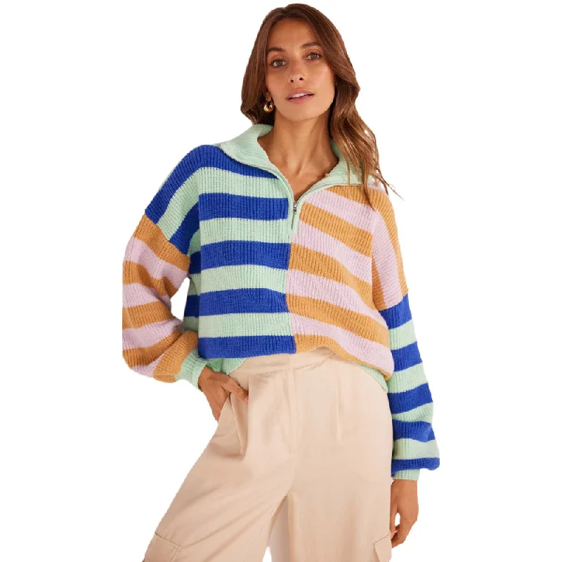 Astrid Quarter Zip Jumper - Womens Houndstooth Herringbone Solid