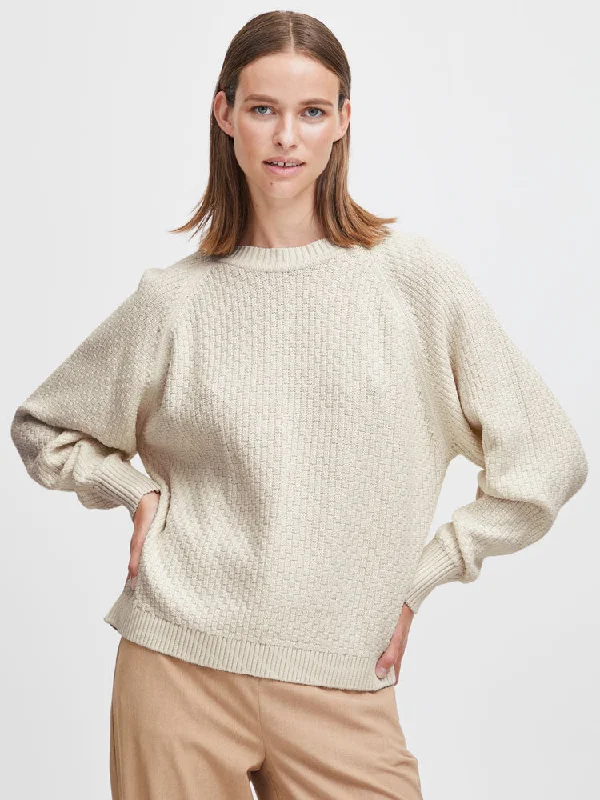 B Young ByMikala O Neck Jumper Birch Notch Collar Peter Pan Collar Cowl Neck