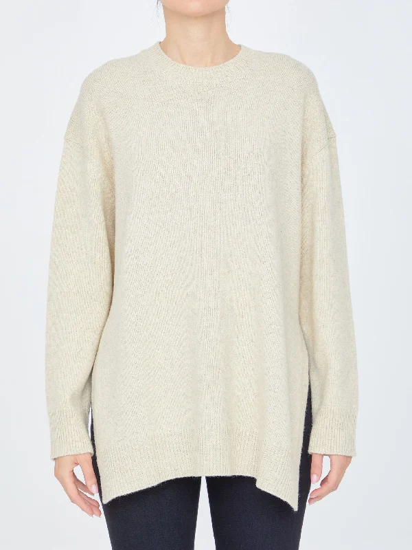 Beige Wool Jumper Oversized Loose Flowy