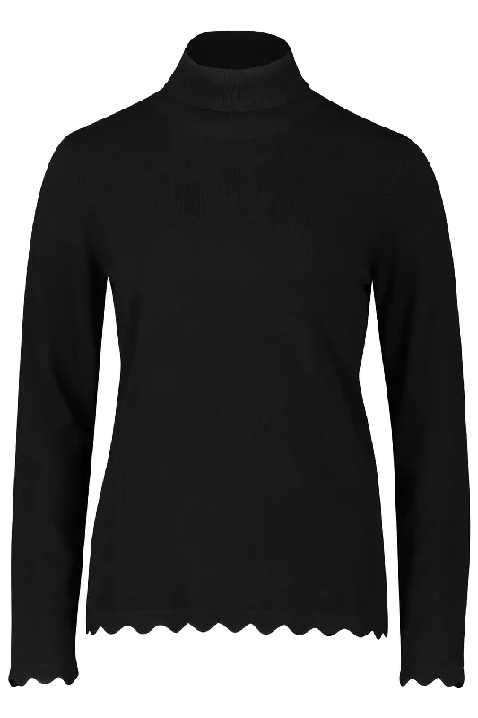 Betty Barclay 5960 1033 9045 Black Scallop Edged Roll Neck Jumper Anti-Pilling Anti-Shrink Durable