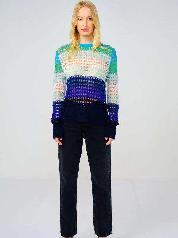 Brodie Pointelle Jumper Turquoise Transparent Opaque Sheer