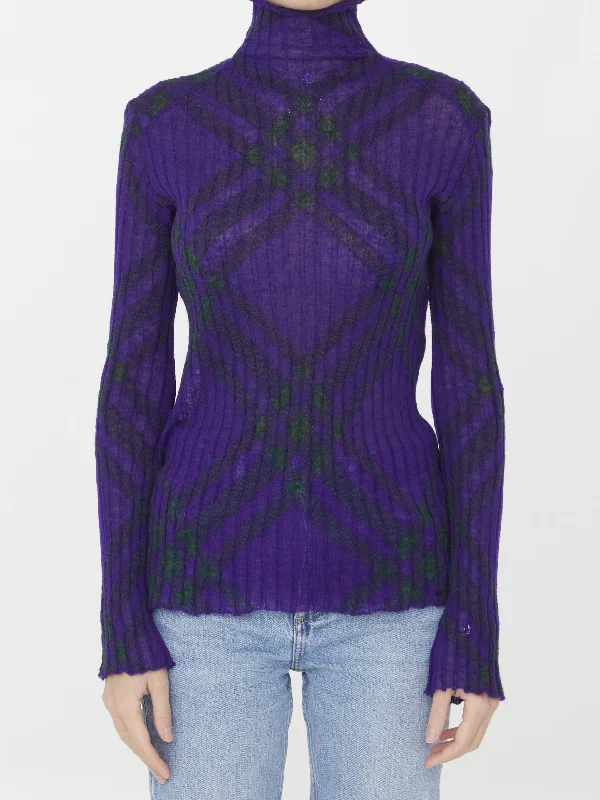 Check Jumper Cashmere Blend Cotton Blend Poly Blend