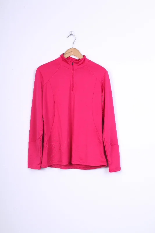 Crivit Sport Womens L 18/20 Jumper Zip Neck Pink Welt Pockets Slit Pockets Flap Pockets