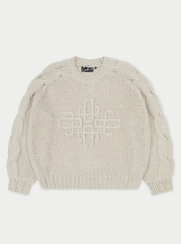 EMBLEM OVERSIZED KNIT JUMPER - STONE Neon Metallic Matte