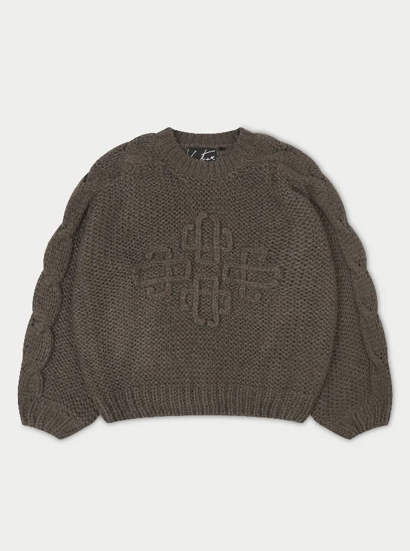 EMBLEM OVERSIZED KNIT JUMPER - COCOA Spandex Rayon Corduroy