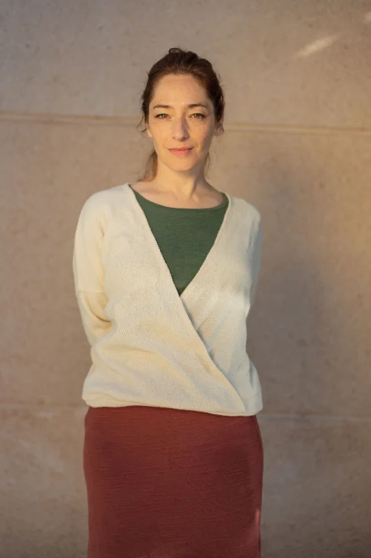 Knitted Jumper Faye - Jacquard Oat Cable Knit Ribbed Knit Lace Knit
