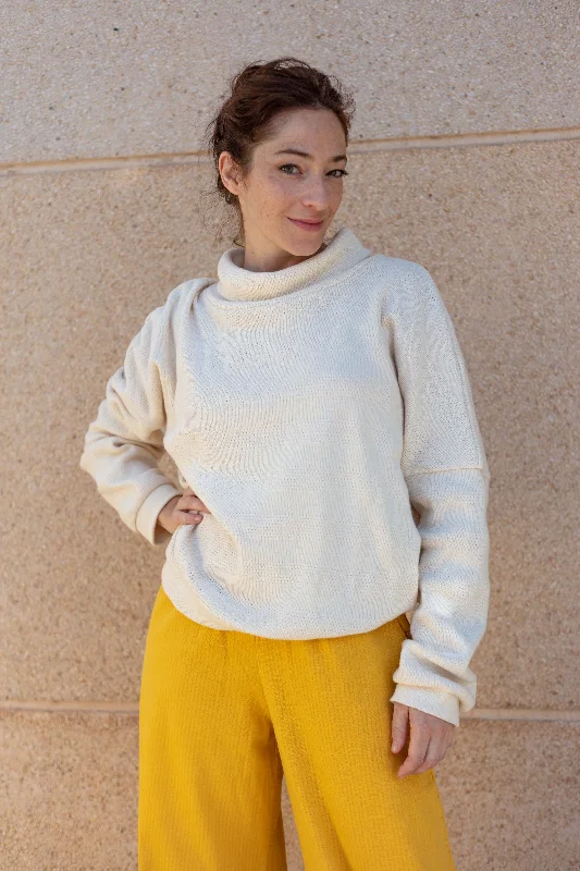 Knitted Jumper Irma - Jacquard Oat Elasticated Padded Insulated