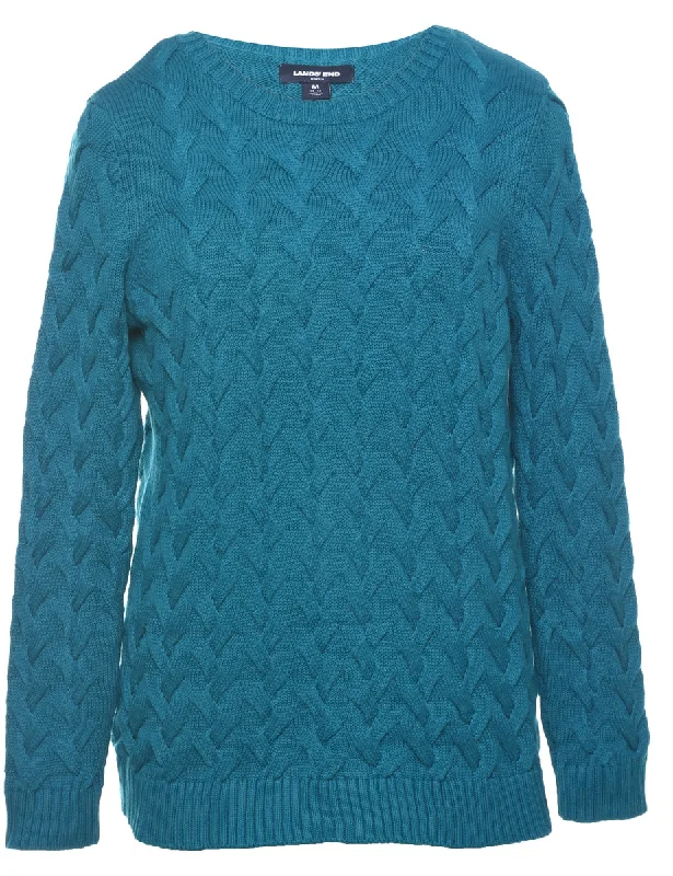 Land's End Cable Knit Jumper - M Chenille Fabric Brocade Fabric Lace Fabric