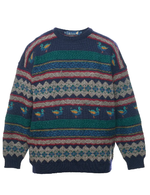 Multi-colour Jumper - M Front Pockets Side Pockets Patch Pockets