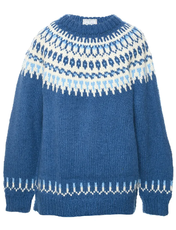 Nordic Blue Jumper - XL Denim Fabric Leather Fabric Suede Fabric