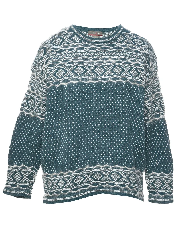 Nordic Green Jumper - L Mesh Blend Leather Blend Suede Blend