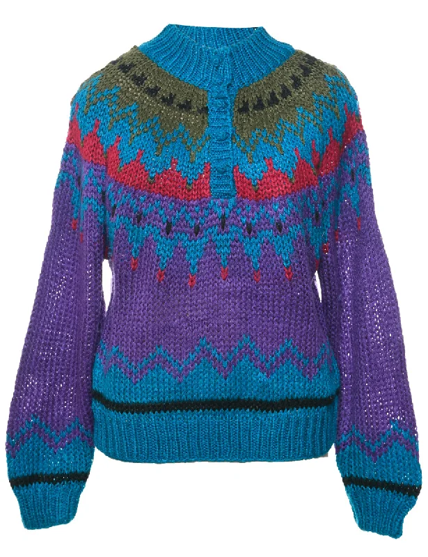 Nordic Jumper - M Ribbed Striped Patterned