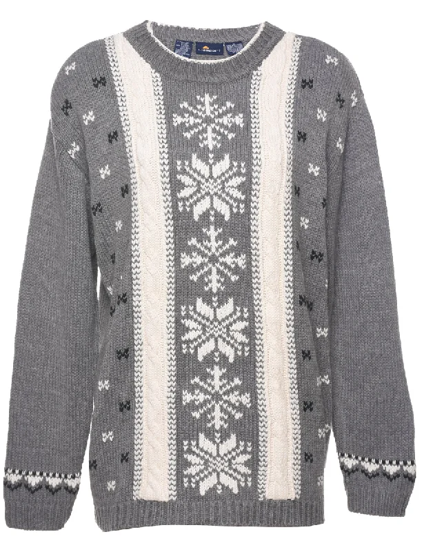 Nordic Light Grey Jumper - M Real Fur Shearling Chenille