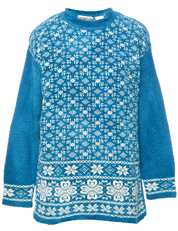 Nordic Turquoise Jumper - L Elasticated Padded Insulated