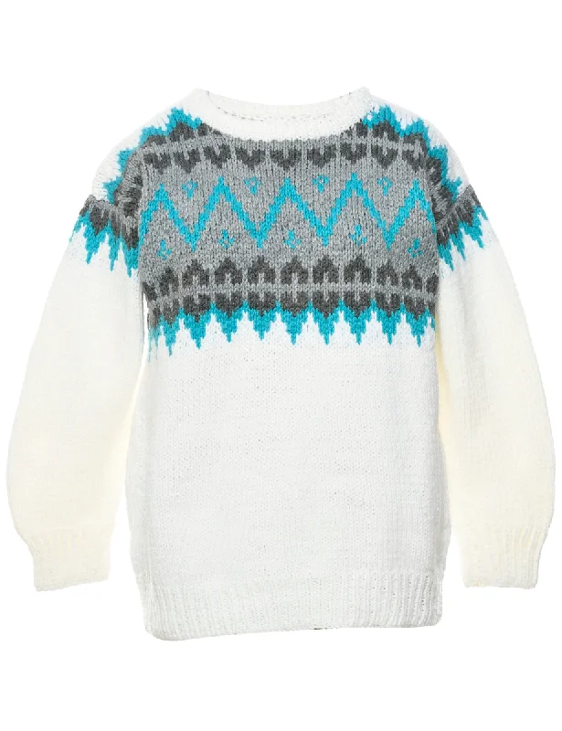Nordic White Jumper - M Fleece Sweater Nylon Polyester