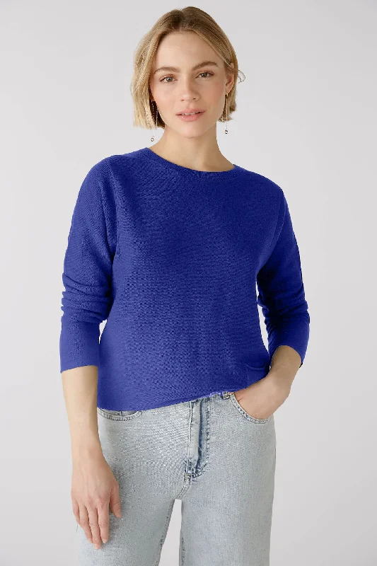 Oui 79915 Blue Jumper Hooded Caped Shawl Collar