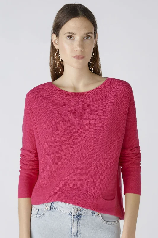 Oui 79915 Keiko Pink Wide Neck Jumper Iron Safe Non-Iron Wrinkle Free