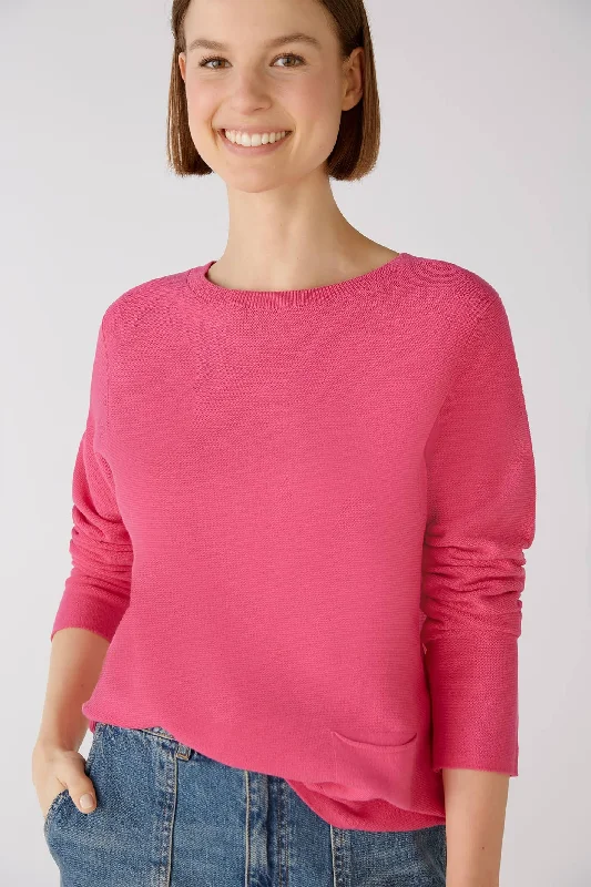Oui 79915 Pink Jumper Front Pockets Side Pockets Patch Pockets