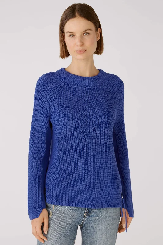 Oui 79916 Rubi Blue Jumper Velvet Chenille Corduroy