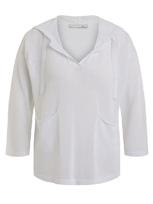 Oui Jumper with Hood Optic White Soft Cozy Warm