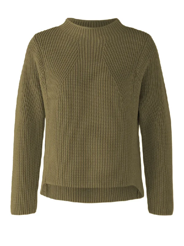 Oui Turtle Neck Jumper Khaki Wool Fabric Cashmere Fabric Tweed Fabric