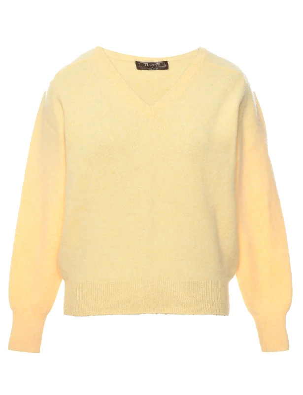 Pale Yellow Jumper - L Glossy Satin Silk