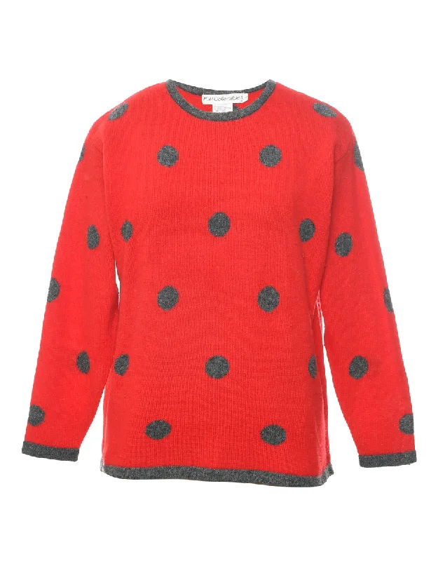 Polka Dot  Jumper - L Long Sweater Short Sweater Cropped Sweater