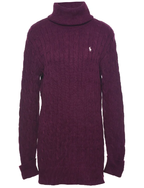 Ralph Lauren Turtleneck Jumper - L Open Front Closed Front Wrap Front