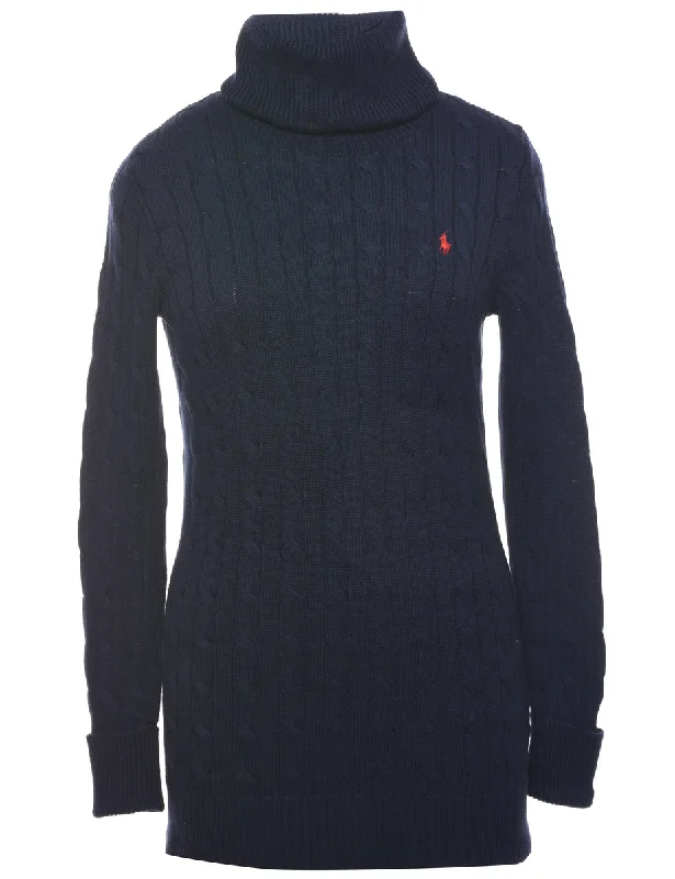 Ralph Lauren Turtleneck Jumper - S Glossy Satin Silk