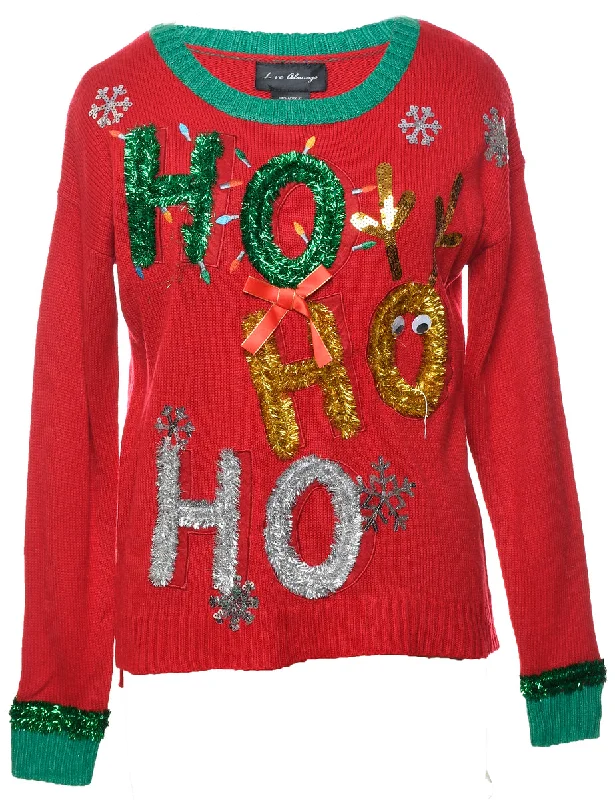 Red Christmas Jumper - M Soft Cozy Warm