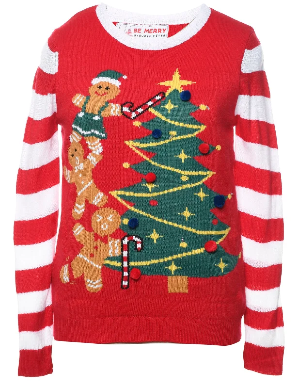 Red Christmas Jumper - S Wool Fabric Cashmere Fabric Tweed Fabric
