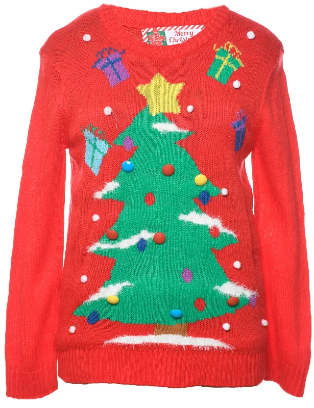 Red Christmas Jumper - S Boxy Sweater Fitted Sweater A-Line
