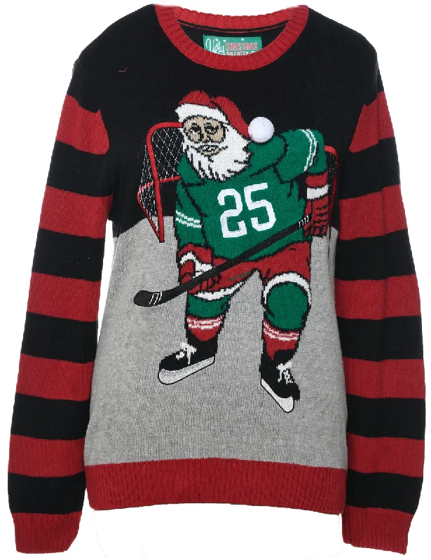 Santa Claus Christmas Jumper - M Spandex Blend Rayon Blend Denim Blend