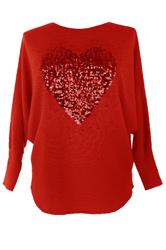 Sequin Heart Jumper Knit Fabric Woven Fabric Fleece Fabric