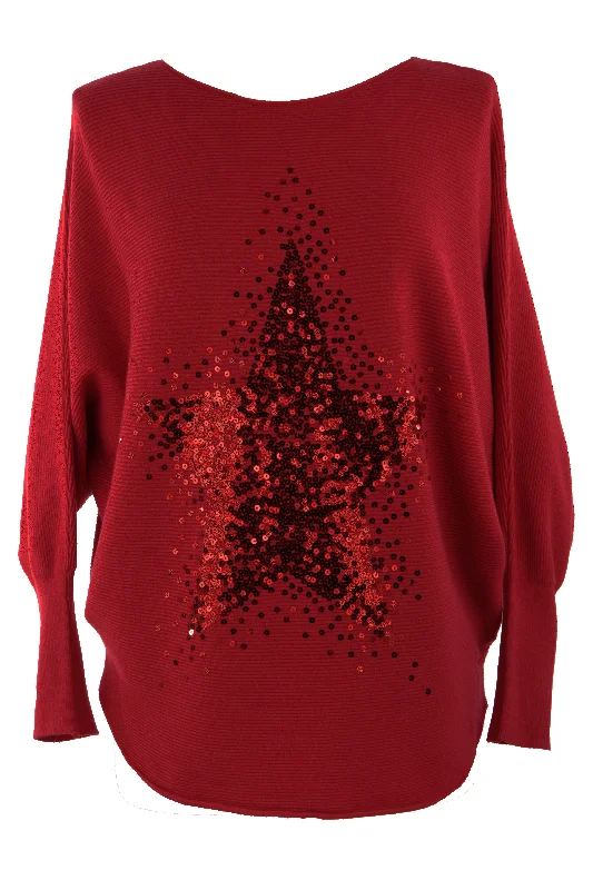 Sequin Star Ribbed Jumper Print Jacquard Patchwork