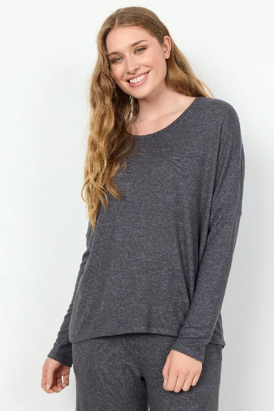 Soyaconcept SC-Biara 1 24788-20 Col 99780 Dark Grey Soft Round Neck Jumper Spandex Rayon Corduroy