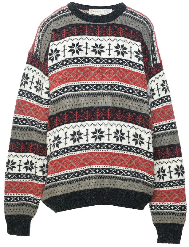 St John's Bay Nordic Jumper - XL Plaid Sweater Polka Dot Checkered