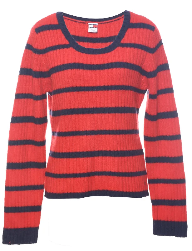 Striped Red Jumper - XL Elegant Classic Vintage
