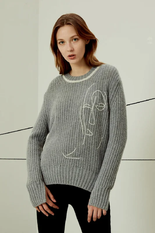 Thickened cashmere jumper Striped Floral Plaid