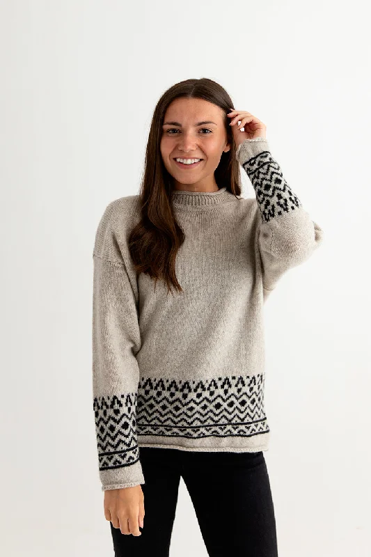 Womens Braemar Fair Isle Jumper - Beige Layered Multi-layer Single Layer