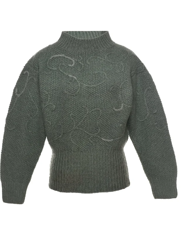 Wool Cable Knit Jumper - S Striped Floral Plaid