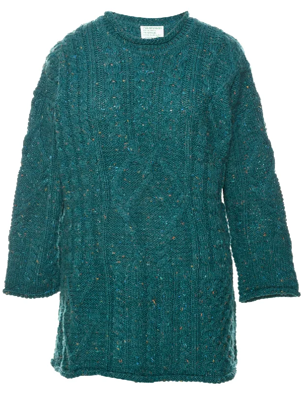 Wool Cable Knit Jumper - S Embroidered Appliqued Beaded